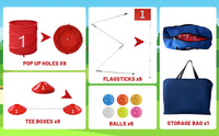 Prix d'usine Mini terrain de golf jouer en plein air 6 seau arrière-cour jeu de golf avec 2 clubs et drapeaux pour la famille adultes et enfants
