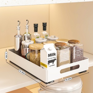 Organisateur de cuisine <span class=keywords><strong>sous</strong></span> l'évier sans perçage, en métal, pour épices, support de rangement coulissant, organisateur de placard de cuisine, fabricant - Product Image 4