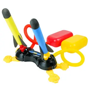 Zd486 Kleurrijke Lichtgevende Raketten Vult Luchtstamper Launcher Speelgoed Kinderen Cadeau Luchtpomp Raket Speelgoed Dubbele Raketwerper Voor Kinderen