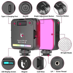 Biểu tượng tùy chỉnh từ RGB video máy ảnh Ánh sáng nhiếp ảnh điền vào ánh sáng cri95 + 2500K-9000k Dimmable 20 hiệu ứng LCD hiển thị 3 lạnh - Product Image 6