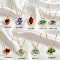 Novedad: Collares con Colgante de Estrella Minimalista Geométrica Brillante con Gema de Color Cultivada en Laboratorio, Chapado en Oro S925