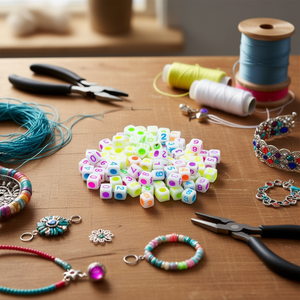 ILAN Perline Acriliche Quadrate 6x6mm con Numeri Fluorescenti per Creazione di Gioielli - Product Image 2