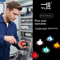 Interrupteur rotatif à bouton rond éclairé par LED Yijia ABS à deux positions 1NO+1NC, 30 mm, à verrouillage, modèle de commande industrielle LA38-11XD/21