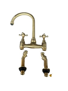 Đồng thau truyền thống hai-xử lý bếp <span class=keywords><strong>Mixer</strong></span> vòi Antique Vàng hoàn thành đôi-xử lý Vòi Nước Nhà Bếp với van loại - Product Image 3