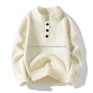 Suéter de Punto con Cuello Medio Alto y Botones, Estilo 2026, Otoño Invierno, para Hombre, Combinable con Todo - Product Image 1