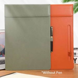 Vintage A4 Silver Clip Leather <b>Magnetic</b> Absorption Manager Signature Pad for School Office Meetings Durable File Filing - Product Image 2