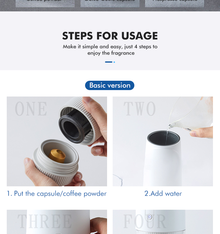 Mini Espresso Coffee Machine Portable Coffee Maker Machine Manual Handheld Espresso Electric Coffee Maker for Home Travel