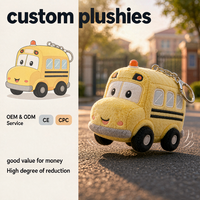 Porte-clés en peluche Bus Scolaire Designer, Porte-clés en peluche Véhicule de Campus Dessin Animé