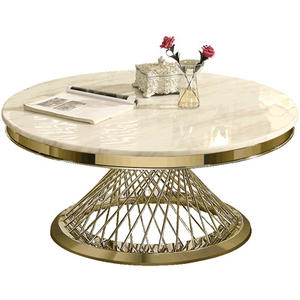 Meja Kopi Marmer Italia Modern dan Sederhana, Lampu Bulat Mewah Ruang Tamu Nordik Ukuran Apartemen Baja Tahan Karat Emas - Product Image 6