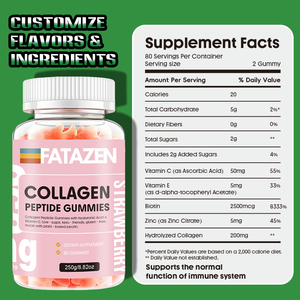 OEM Increase Nutrition Skin Glow Joint Care Hair Nail Beauty Customizable Taste Dietary Supplement Collagen Peptide <b>Gummies</b> - Product Image 3