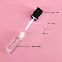 Vente en gros de tubes de brillant à lèvres vides noirs et transparents de 2ml avec logo personnalisé