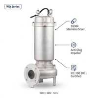 Pompe submersible à eaux usées basse pression en acier inoxydable 304 WQ-S |   Pompe à eau sale haute pression 1,5 CV avec interrupteur à flotteur OEM |   CE ROHS ISO