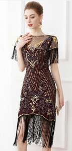 AusschnittフラッパーKleid 20er Jahre PaillettenkleiderグレートギャツビーカクテルパーティーDamen Fasching Kostum Kleid Ecoparty - Product Image 4