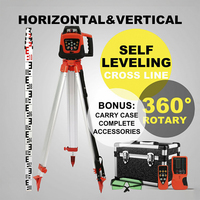 Niveau laser rotatif automatique à auto-nivellement rouge pour la construction, intérieur et extérieur, 38x44x28