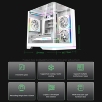 Boîtier de jeu Tengda Mid Tower avec verre incurvé, design panoramique à double compartiment, base LED en alliage d'aluminium, compatible MicroATX, support 240 mm