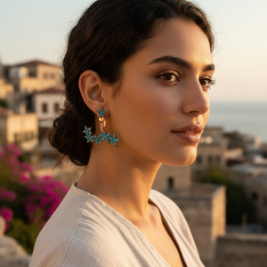 Turquoise Stone <b>Ear</b> <b>Cuff</b> Earrings Star Design Turkish Wholesale 925 Sterling <b>Silver</b> Jewelry - Product Image 3