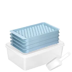 Silicone Vòng Ice Cube Tray với hộp cho tủ đông 104 ngăn hình cầu Ice Cube làm khuôn