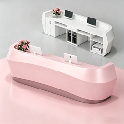 Minimalist Wooden Art Lobby Counter Custom for Mall Service Desk Exhibition <b>Hall</b> Enterprise Image Furniture - Product Image 2
