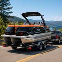 Bateau ponton de luxe 12 places à entretien facile et style unique, avec arche électrique et salon avant, idéal pour les fêtes sur le lac, les rassemblements familiaux et la pêche
