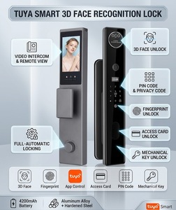 Serrure de porte intelligente Tuya WiFi avec reconnaissance faciale 3D, interphone vidéo, empreinte digitale, mot de passe, <span class=keywords><strong>carte</strong></span> et contrôle par application - Product Image 1