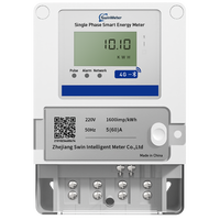 Meter Energi Pintar Satu Fasa dengan Layar LED, Pembacaan Jarak Jauh WiFi, Isi Ulang Prabayar, 220V 60A Arus Maks, Kelas Akurasi 1