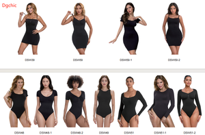 Body de contrôle du ventre une pièce slim et ajusté en tricot côtelé moulante de base mini <span class=keywords><strong>robe</strong></span> moulante de forme crayon pour femmes - Product Image 6