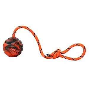 Pet training pull throw safe rubber 2.4inch dog k9 training ball on rope