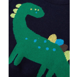 เสื้อสเวตเตอร์ถักลายไดโนเสาร์สำหรับเด็ก สีกรมท่า ผ้าฝ้าย ฤดูใบไม้ร่วง ฤดูหนาว เสื้อพูลโอเวอร์เด็กผู้ชาย ลายการ์ตูน - Product Image 4