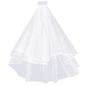 Hwin批发两层可爱白色新娘婚礼面纱单身女孩派对用品