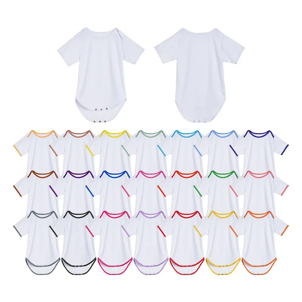 Hot Selling Sublimatie Baby Rompertjes Polyester 200gsm 0-24 Maanden Korte Mouw Kraagloze Baby Onesie