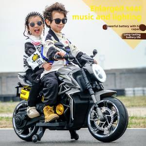 बच्चों की प्लास्टिक इलेक्ट्रिक मोटरसाइकिल साइकिल चालक 2-13 रिचार्जेबल बैटरी एंटी-टिप बड़े सवारी-ऑन खिलौना चीन - Product Image 2