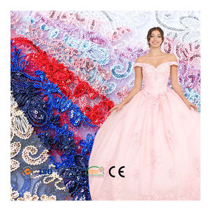 Producto nuevo, cordón de malla bordado de ensueño, Material de lentejuelas, tela de encaje africano para vestido de mujer - Product Image 1