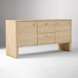 MYHOME 2025 Buffet Buffet Vitrine Moderne à 4 Portes en Chêne Massif de Style Français avec Finition Blanche Cerused pour Salle à Manger à la Maison - Product Image 2