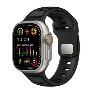 Bracelet de montre en silicone respirant bicolore Norman pour Apple Watch S1-9, charme sportif haut de gamme pour IWatch Smartwatch, matériau en caoutchouc - Product Image 1