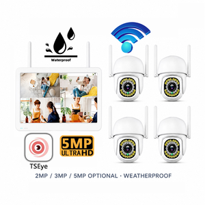 Système de caméra de sécurité sans fil WiFi 4CH avec moniteur LCD, dôme PTZ 5MP, audio bidirectionnel, suivi humanoïde, panoramique 360° - Product Image 1