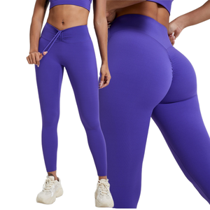 High Quality Custom Women Solid Fitness High Waisted Soft Breathable Workout V Shape <b>Leggings</b> Tummy Control <b>Butt</b> <b>Lifting</b> Yoga - Product Image 2
