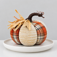 Lot d'ornements tricotés en forme de citrouille pour la fête de la récolte, Thanksgiving, décoration d'automne, 6x9cm, 5cm, 10cm, en polyester, 3 styles, en gros pour la maison, la table, ou comme cadeau