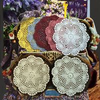 Napperon rond moderne et élégant, crocheté à la main, écologique, pour la décoration de table à thé et ensemble de dessous-de-verre, design artisanal