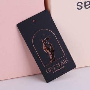 Tùy Chỉnh Sang Trọng Quần Áo <span class=keywords><strong>Hangtag</strong></span> Nhà Sản Xuất Biểu Tượng Tùy Chỉnh Tăng Vàng Dập Giấy Màu Đen Cho Túi Xách & Hàng May Mặc Nhỏ Moq Treo Thẻ - Product Image 5