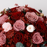 Roses éternelles, fleurs préservées, plantes éternelles, arrangement dans un vase en travertin, logo personnalisé, décoration de table de luxe, fabricant direct