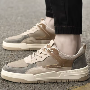 Chaussures de skate pour hommes, baskets décontractées tendance, chaussures de skate en cuir, chaussures de sport basses à lacets, chaussures plates rétro, chaussures décontractées à plateforme - Product Image 2