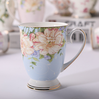 Ensemble de tasses à café et soucoupes en porcelaine fine écologique, design élégant et luxueux, motif floral et papillon européen, cadeau d'affaires