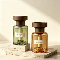 Envío Rápido, Botellas Difusoras de Aroma de Vidrio Redondo con Base Gruesa de 120 ml, Difusores de Aroma para Coche con Varillas de Ratán