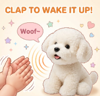 Peluche Interattivo di Cucciolo Bichon con Testa Inclinabile, Brillante e Adorabile, Imbottito in Cotone PP, Canta e Parla - Product Image 3