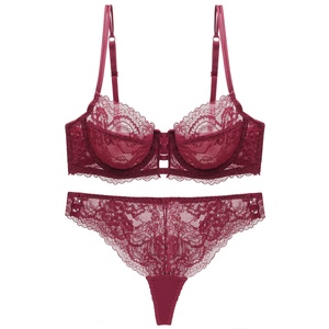 Nueva ropa interior para mujer Sujetador push-up Sujetador de encaje transpirable ultrafino sexy con conjunto de sujetador de Tanga - Product Image 1