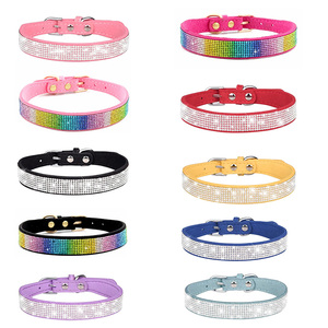 <span class=keywords><strong>Collar</strong></span> de perro de lujo JF para perros y gatos, cuero de gamuza suave de cristal completo con diamantes de imitación deslumbrantes, patrón sólido, bonito y brillante - Product Image 4