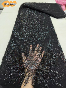 Vestidos de Novia de Lujo al por Mayor, Diseño de Encaje Francés 3D, <span class=keywords><strong>Flores</strong></span> Bordadas con Lentejuelas, Tul con Cuentas, Totalmente con Lentejuelas - Product Image 6