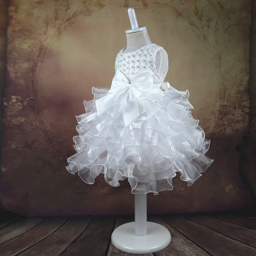 Dernier modèle de robe à perles pour enfant Robe populaire pour bébé Jupe bouffante Boutique Robe de soirée princesse à fleurs pour bébé