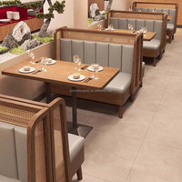 Ensemble de sièges et de tables pour restaurant commercial, meubles en bois et cuir pour pizzeria, café, banquette, canapé