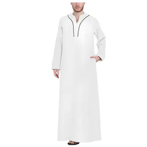 เสื้อคลุมฮิญาบสำหรับผู้ชาย,เสื้อคลุมกาตาร์อาหรับสีขาวตะวันออกกลางทันสมัยขายส่งทุกฤดูกาล
